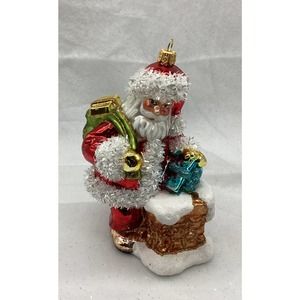 Koronex~Hand-Blown Glass~Santa By The Chimney~Ornament~Poland~Pre-owned